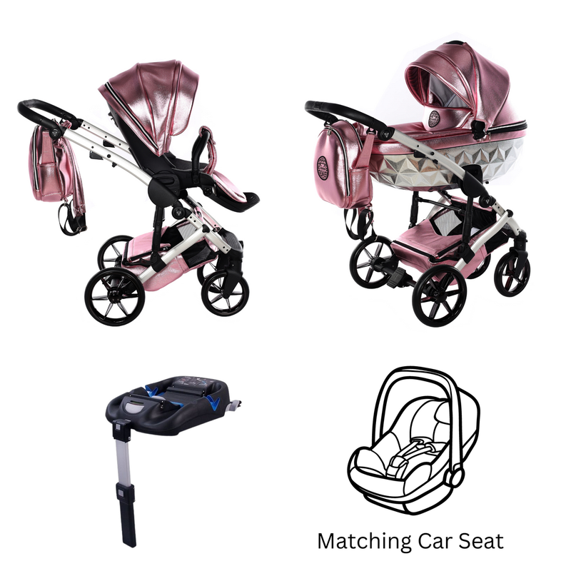 JUNAMA HANDCRAFT GLOSSY PINK - 4IN1 (INCLUDES CAR SEAT & ISOFIX BASE)