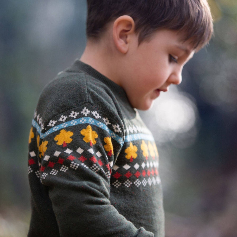 Little Green Radicals - From One To Another Autumn Leaf Fair Isle Knitted Jumper