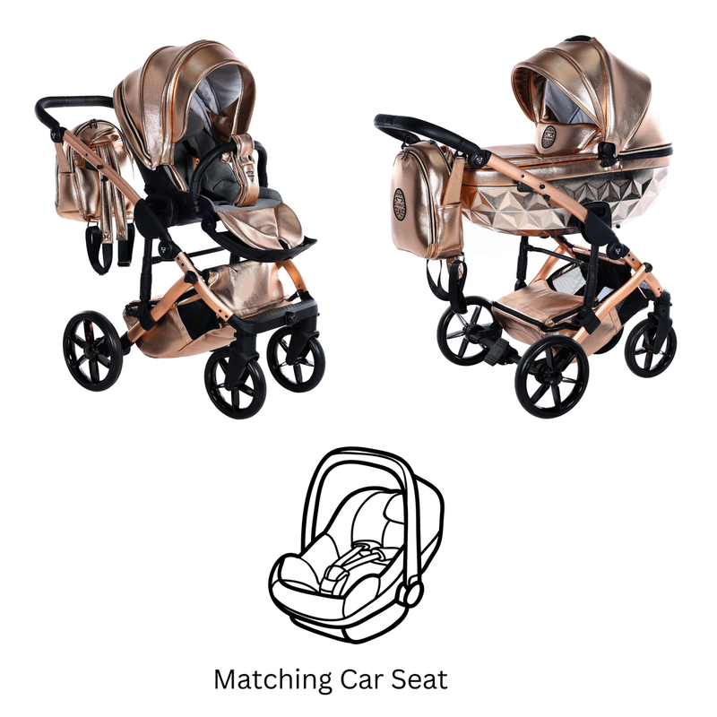 JUNAMA HANDCRAFT GLOSSY ROSE GOLD - 3IN1 (INCLUDES CAR SEAT)