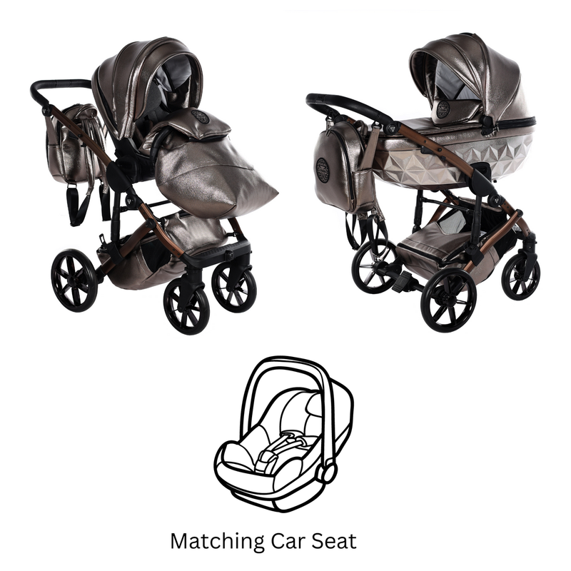 JUNAMA HANDCRAFT GLOSSY BROWN METALLIC - 3IN1 (INCLUDES CAR SEAT)