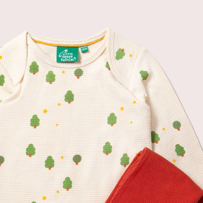 Little Green Radicals - Cream Winter Trees Organic Waffle T-Shirt & Jogger Playset