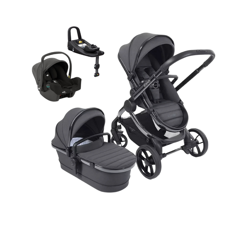 iCandy Peach 7 Pushchair & Carrycot + Joie Snug2 Car Seat & Base - Dark Grey