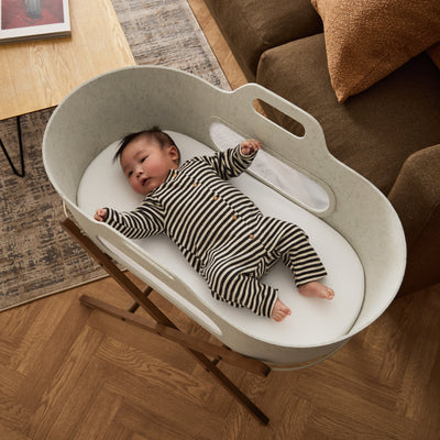 SnuzBaskit Barley Moses Basket & Walnut Stand