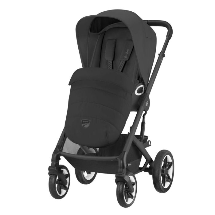 Cybex Talos S Lux Pushchair with Cloud G i-Size Car Seat and Base 10 Piece Bundle - Moon Black (Black Frame)