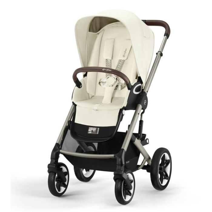 Cybex Talos S Lux Pushchair with Cloud G i-Size Car Seat and Base 10 Piece Bundle - Seashell Beige (Taupe Frame)