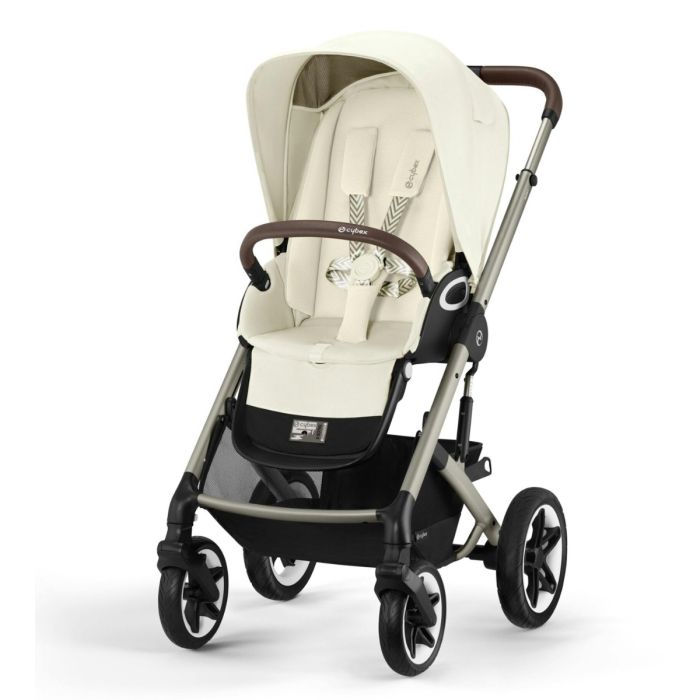 Cybex Talos S Lux Pushchair with Aton B2 Car Seat and Base 10 Piece Bundle - Seashell Beige (Taupe Frame)