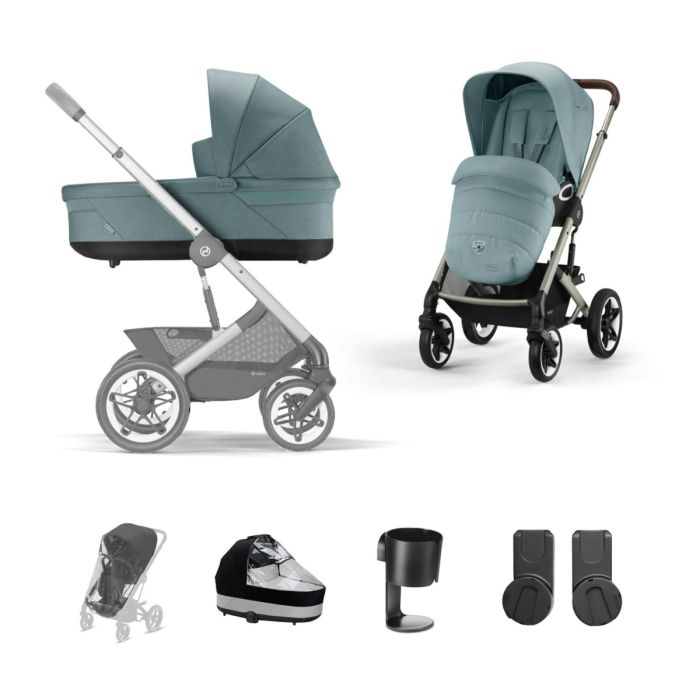 Cybex Talos S Lux Pushchair 8 Piece Bundle - Sky Blue (Taupe Frame)