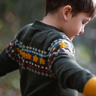 Little Green Radicals - From One To Another Autumn Leaf Fair Isle Knitted Jumper