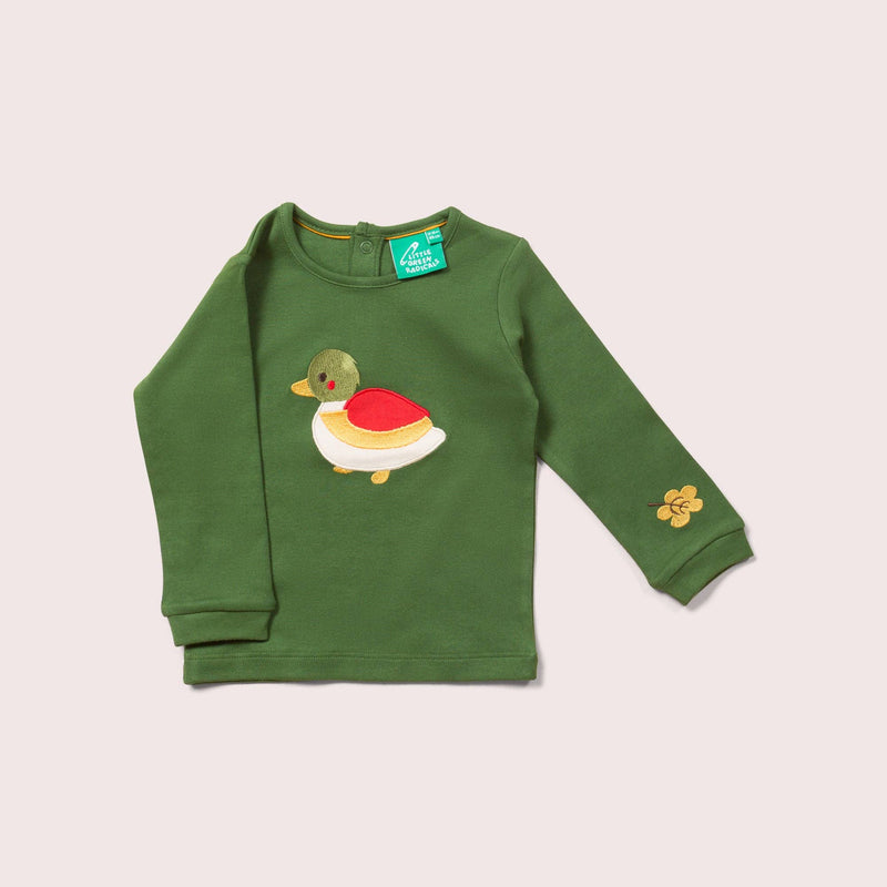 Little Green Radicals - Little Duck Applique Long Sleeve T-Shirt