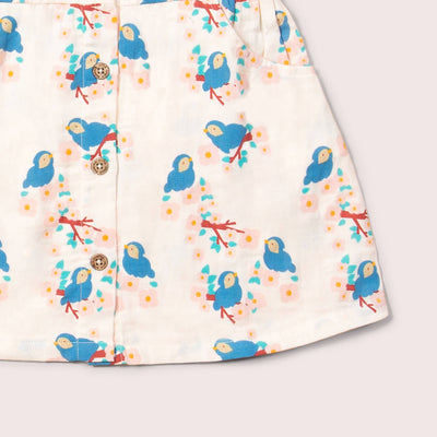 Little Green Radicals - Bluebirds Button Through Short Sleeve Dress