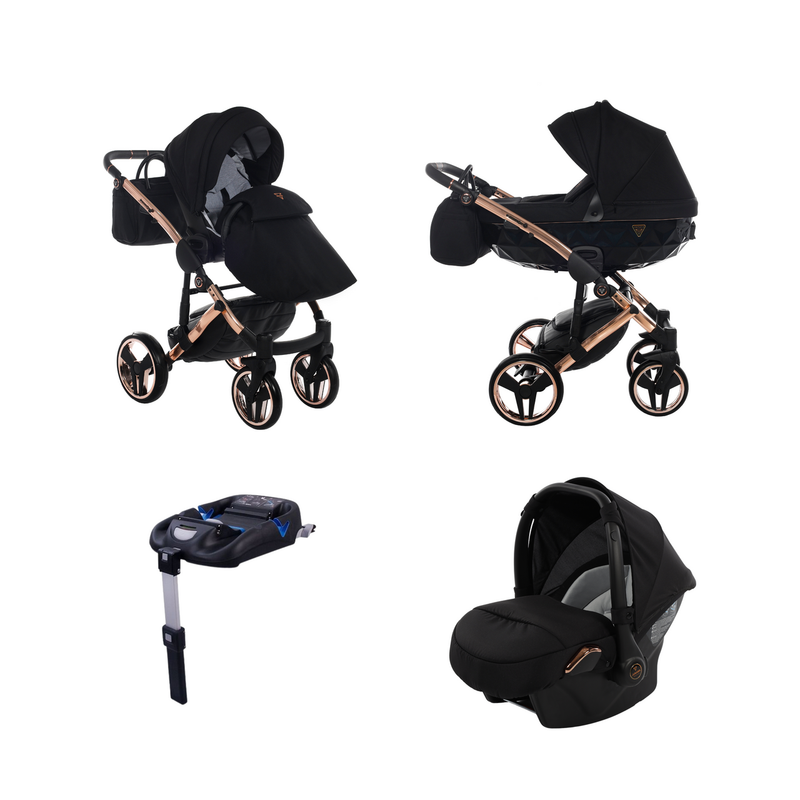 JUNAMA DIAMOND S LINE BLACK ROSE GOLD - 4IN1 (INCLUDES CAR SEAT & ISOFIX BASE)