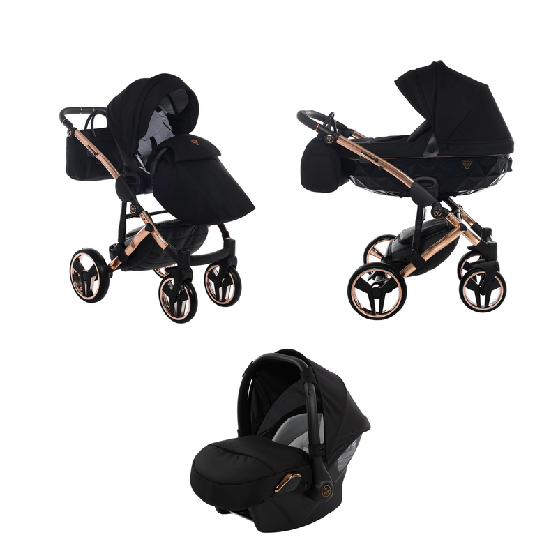 JUNAMA DIAMOND S LINE BLACK ROSE GOLD - 3IN1 (INCLUDES CAR SEAT)