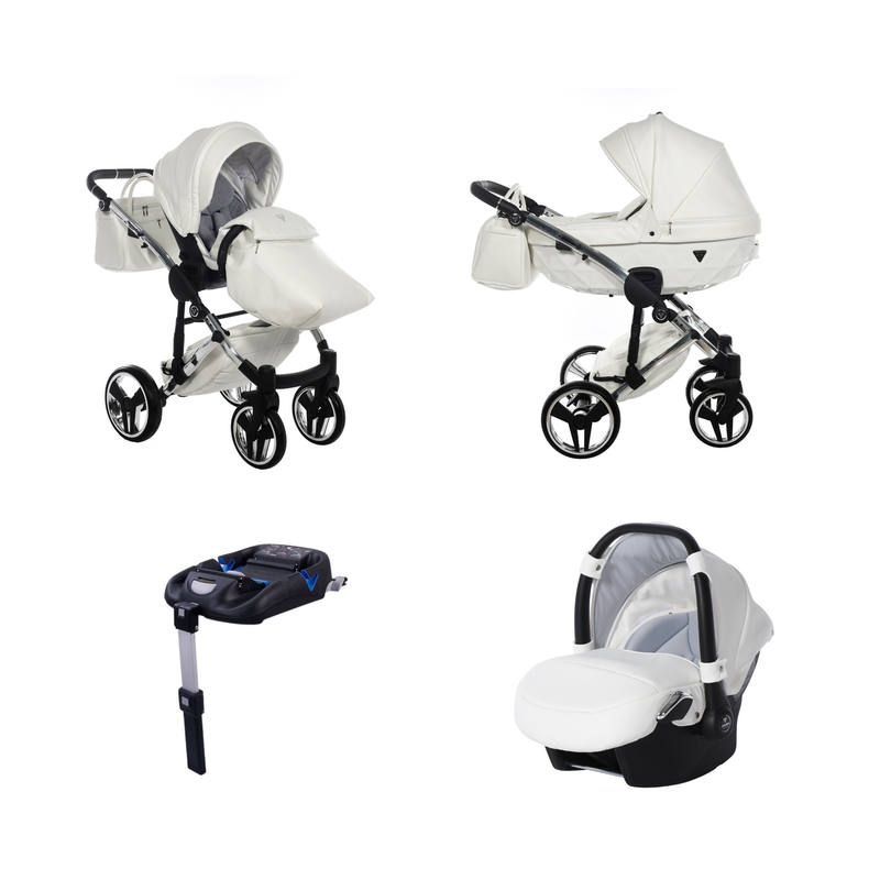 JUNAMA FLUO INDIVIDUAL WHITE SILVER - 4IN1 (INCLUDES CAR SEAT & ISOFIX BASE)