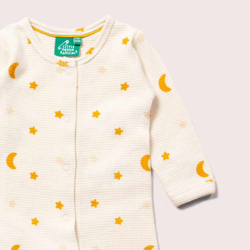 Little Green Radicals - Cream Waffle Stars Organic Babygrow