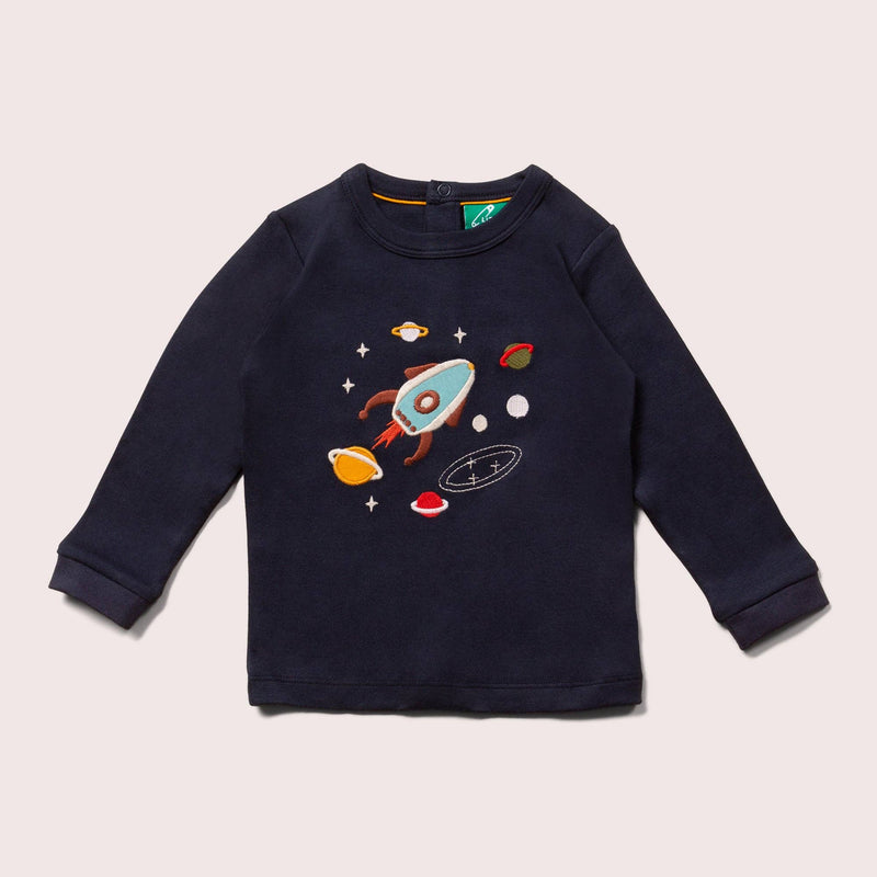 Little Green Radicals - Outer Space Chest Applique Long Sleeve T-Shirt