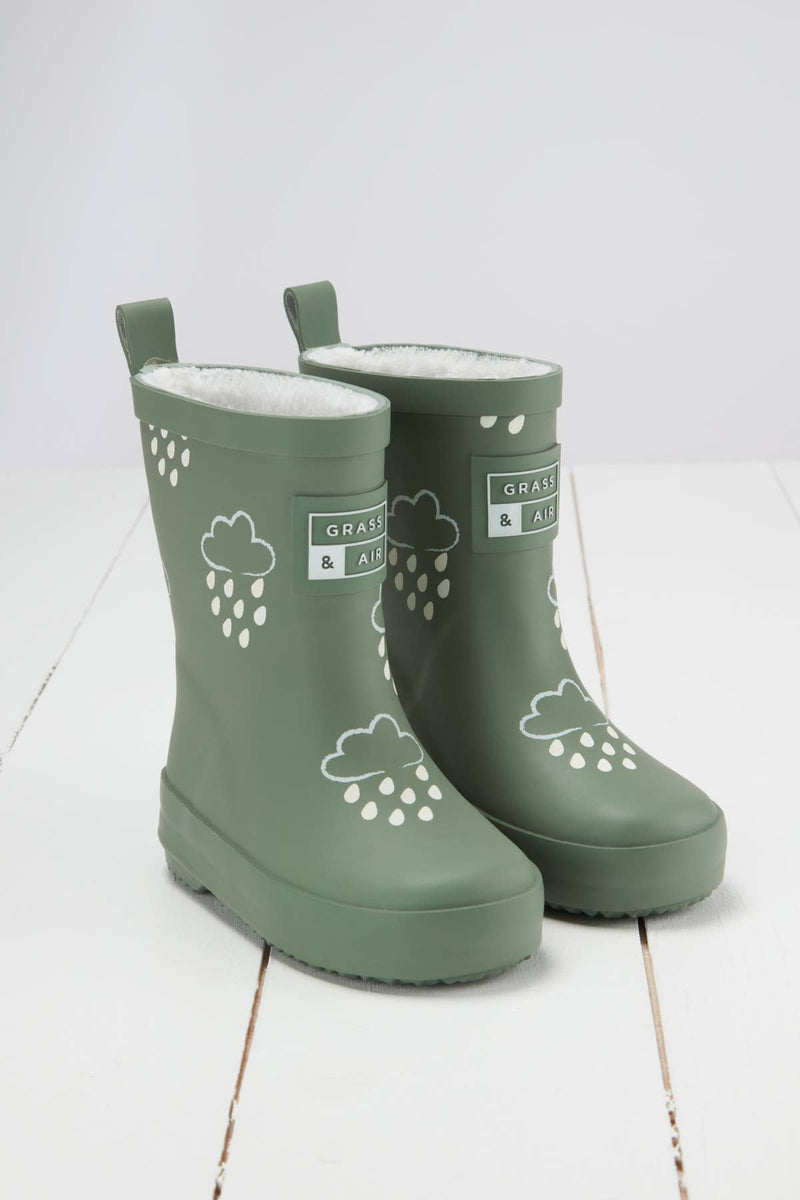 Grass & Air - Khaki Green Colour-Changing Kids Wellies