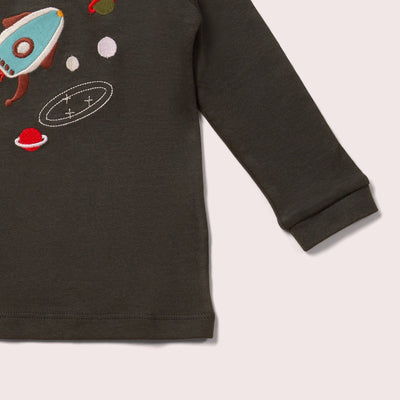 Little Green Radicals - Outer Space Chest Applique Long Sleeve T-Shirt