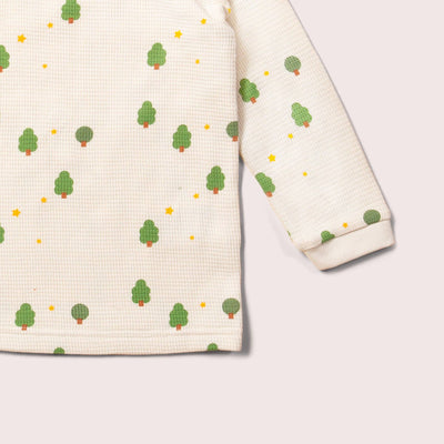 Little Green Radicals - Cream Winter Trees Organic Waffle T-Shirt & Jogger Playset