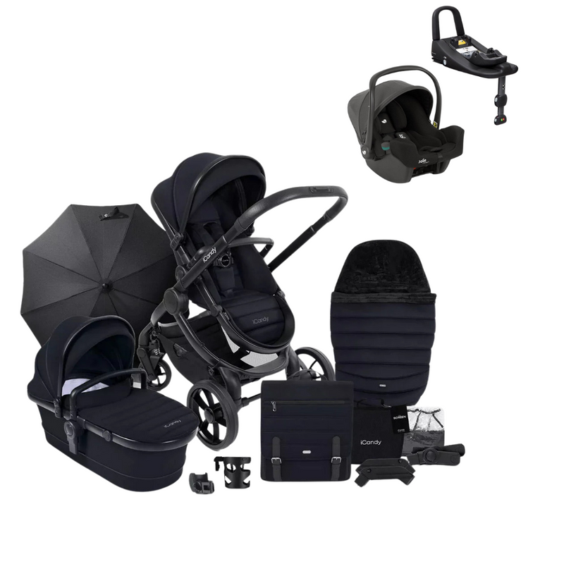 iCandy Peach 7 + Joie iSnug 2 & Base Travel System Bundle -  Black