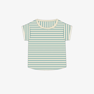 Little Green Radicals - Blue Striped Organic Short Sleeve T-Shirt