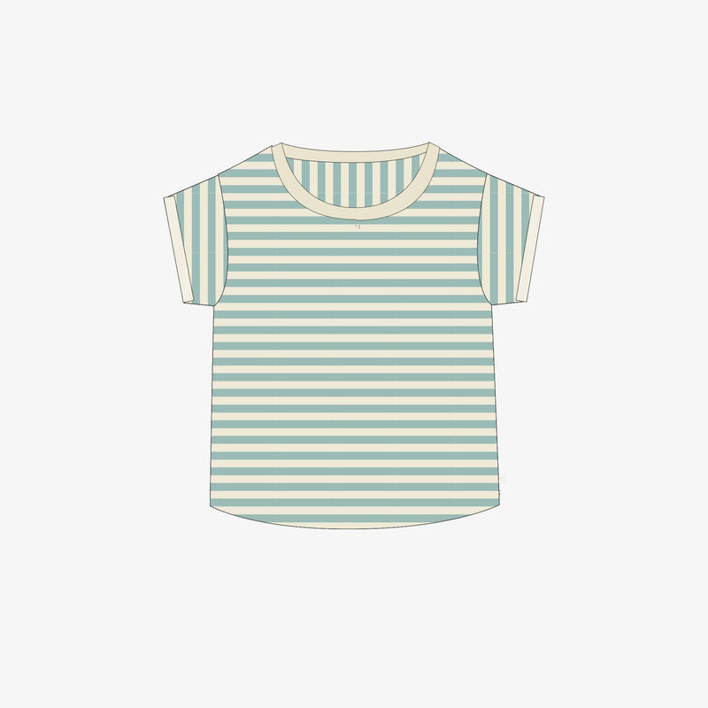 Little Green Radicals - Blue Striped Organic Short Sleeve T-Shirt