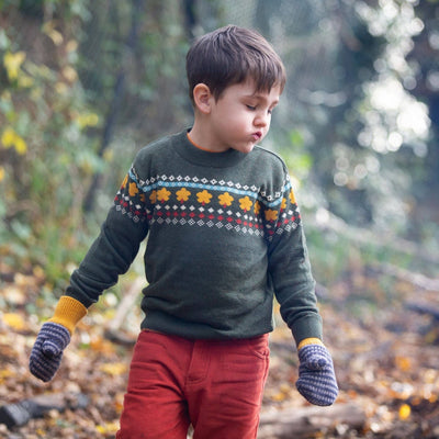 Little Green Radicals - From One To Another Autumn Leaf Fair Isle Knitted Jumper