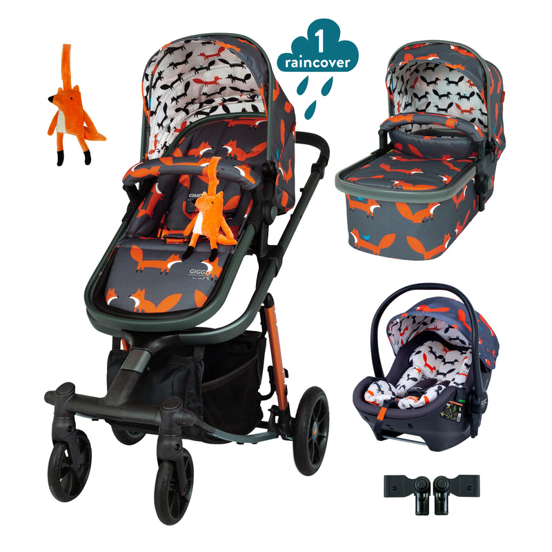 Giggle Quad Car Seat Bundle Charcoal Mister Fox