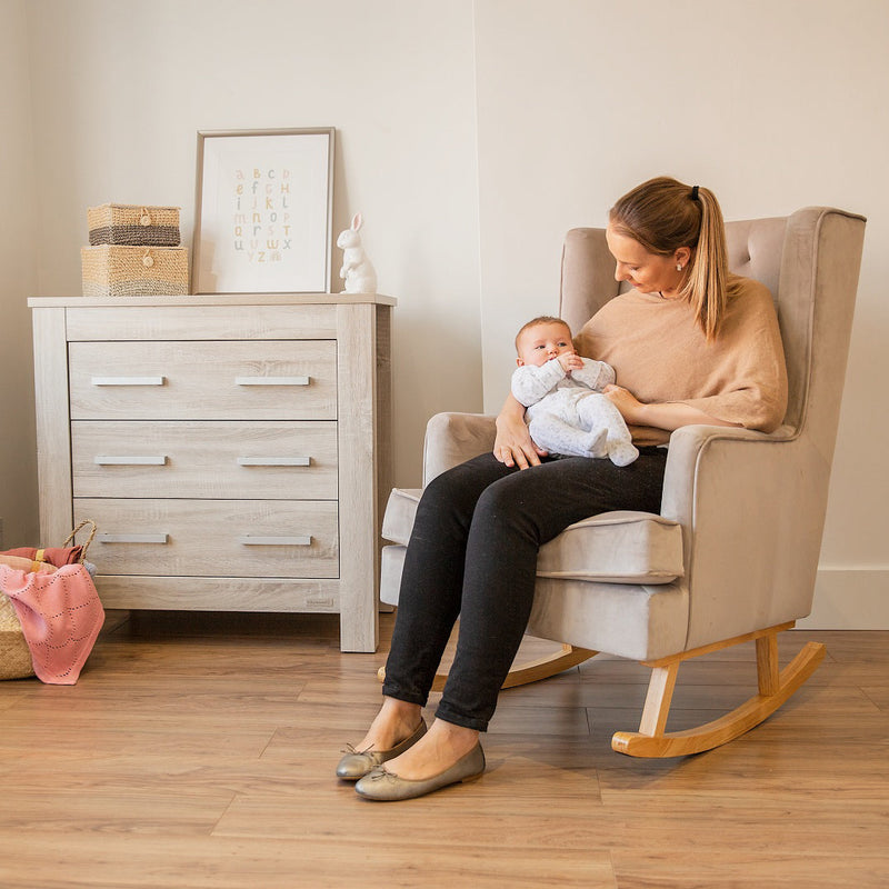 Nursery Collective - Convertible Nursing Rocking Chair & Footstool - Mink Grey