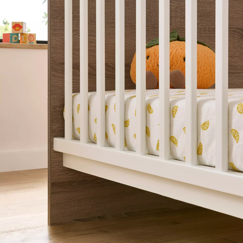 CuddleCo - Enzo Cot Bed - Truffle Oak & White