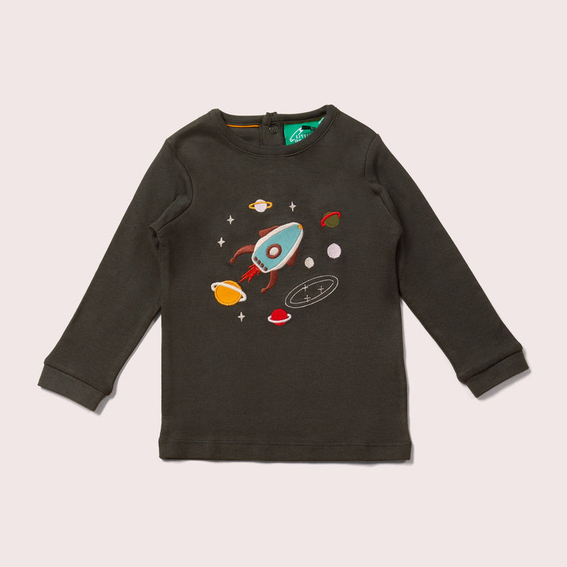 Little Green Radicals - Outer Space Chest Applique Long Sleeve T-Shirt