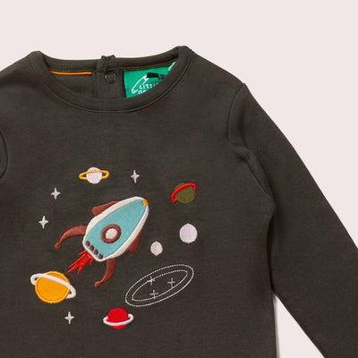 Little Green Radicals - Outer Space Chest Applique Long Sleeve T-Shirt