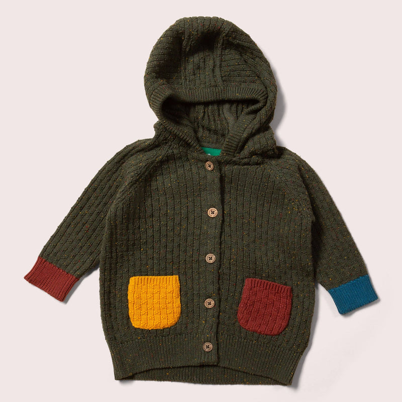 Little Green Radicals - From One To Another Fern Green Hooded Knitted Cardigan