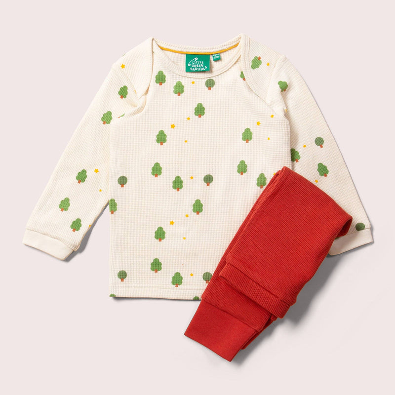 Little Green Radicals - Cream Winter Trees Organic Waffle T-Shirt & Jogger Playset