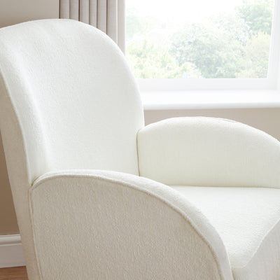 Babymore Freya Nursing Chair with Stool - Off White Bouclé