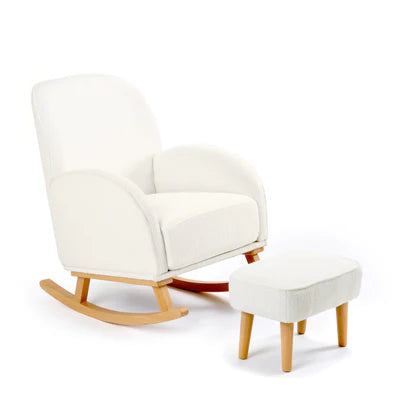 Babymore Freya Nursing Chair with Stool - Off White Bouclé