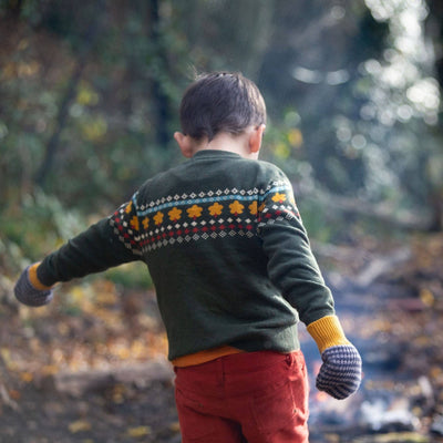 Little Green Radicals - From One To Another Autumn Leaf Fair Isle Knitted Jumper