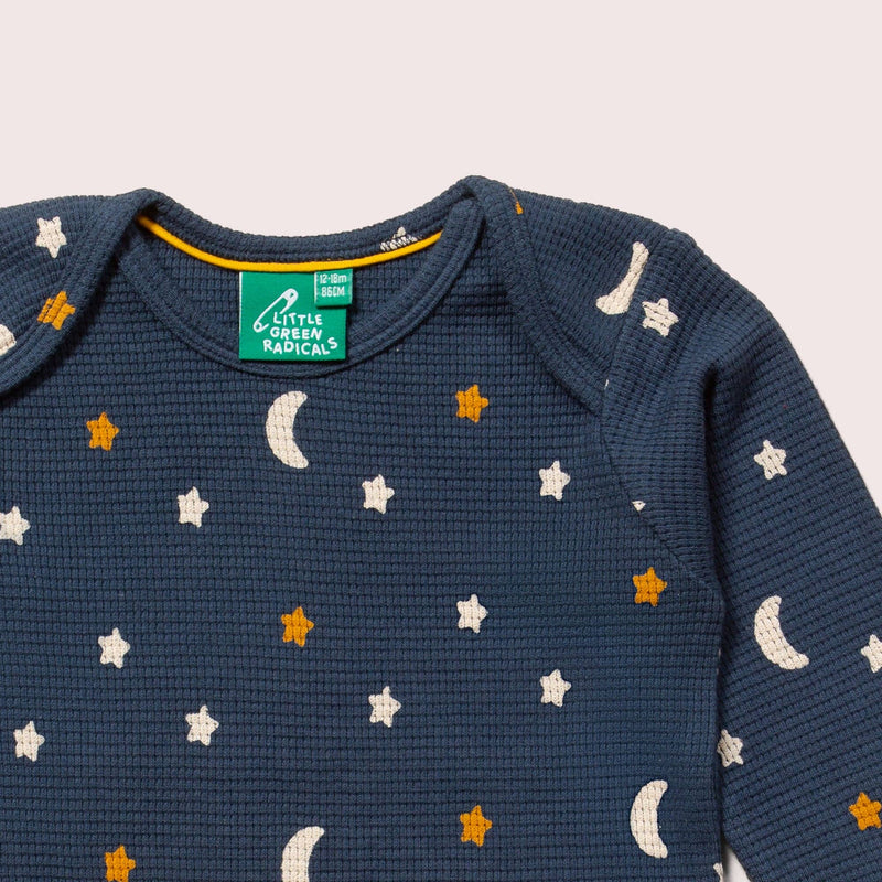 Little Green Radicals - Navy Waffle Stars Organic T-Shirt & Jogger Playset