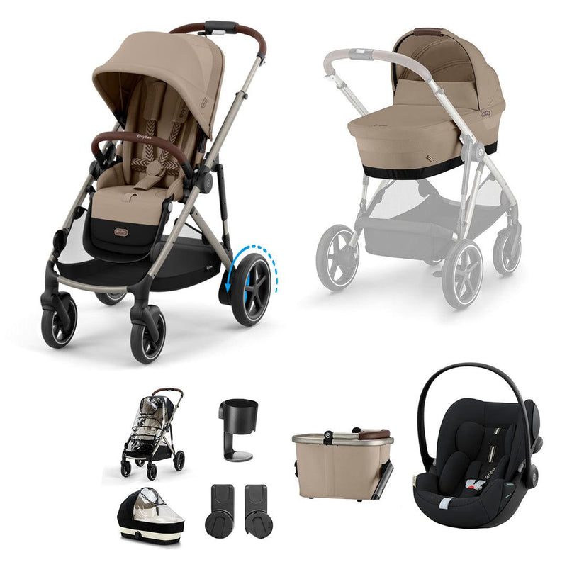 CYBEX eGazelle S Pushchair + Cloud G Luxury Bundle - Almond Beige