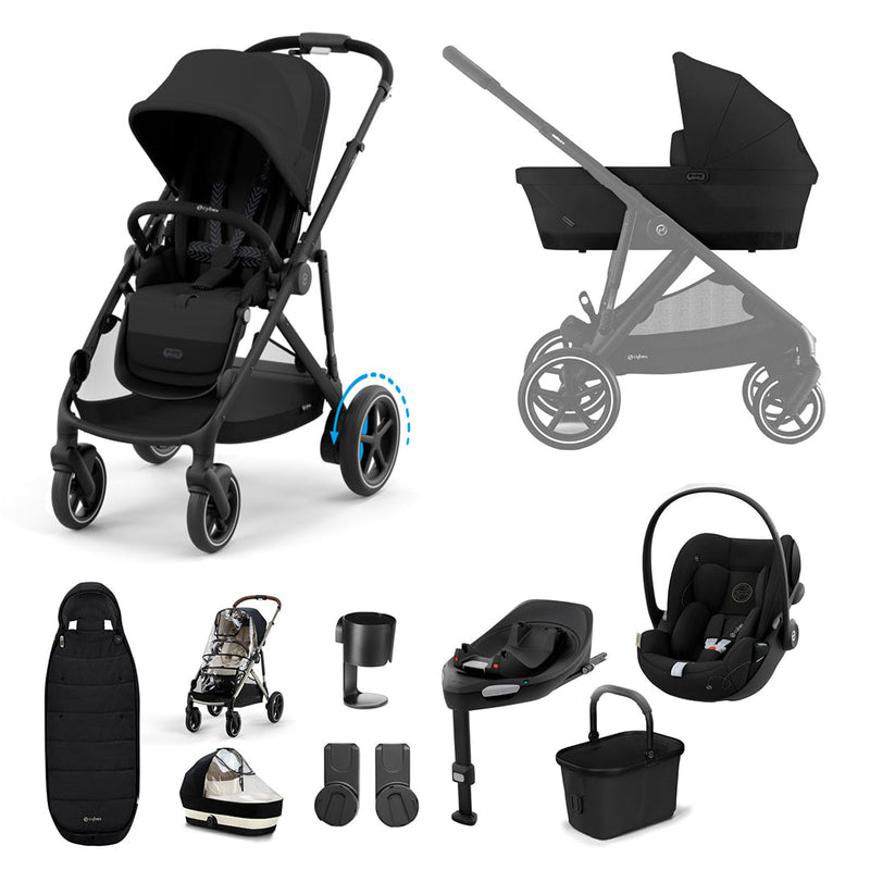 CYBEX eGazelle S Pushchair + Cloud G Luxury Bundle - Moon Black