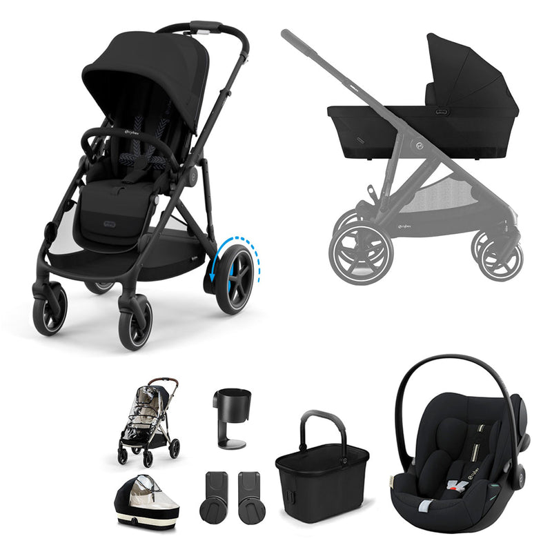 CYBEX eGazelle S Pushchair + Cloud G Luxury Bundle - Moon Black