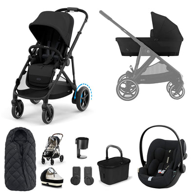 CYBEX eGazelle S Pushchair + Cloud G Luxury Bundle - Moon Black