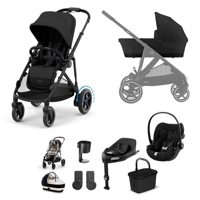 CYBEX eGazelle S Pushchair + Cloud G Luxury Bundle - Moon Black