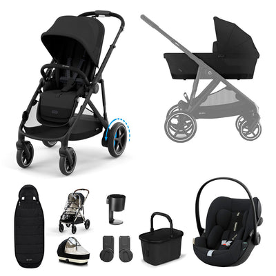 CYBEX eGazelle S Pushchair + Cloud G Luxury Bundle - Moon Black