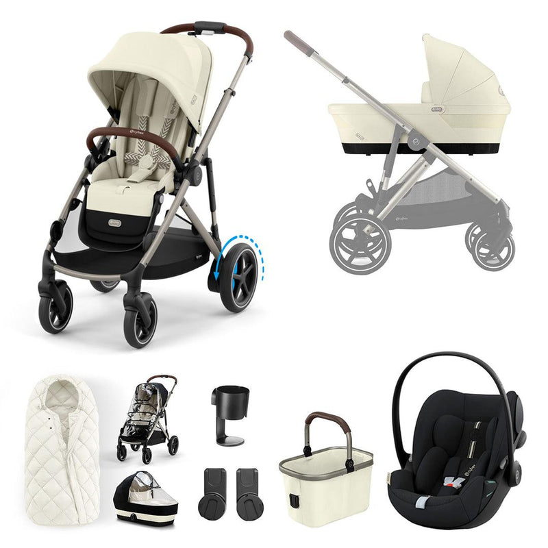 CYBEX eGazelle S Pushchair + Cloud G Luxury Bundle - Seashell Beige