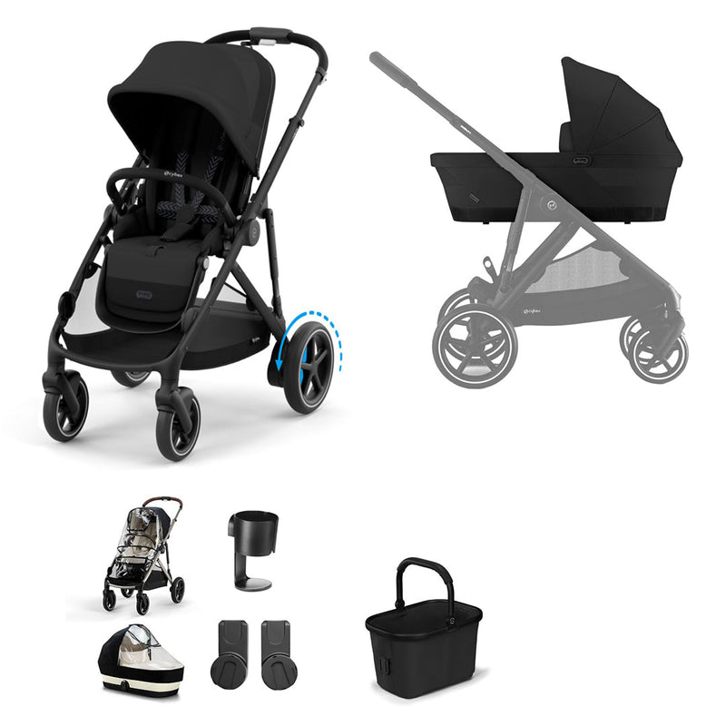 CYBEX eGazelle S Pushchair Essential Bundle - Moon Black