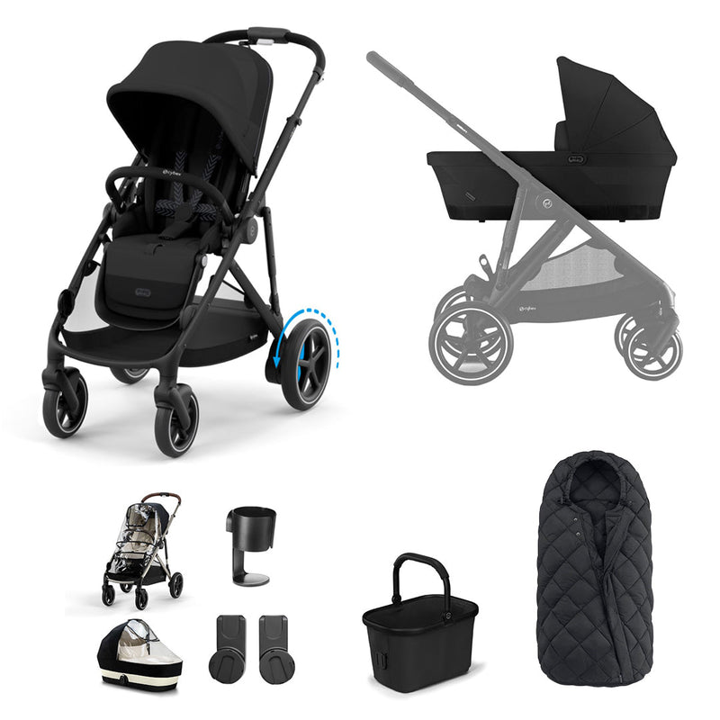 CYBEX eGazelle S Pushchair Essential Bundle - Moon Black