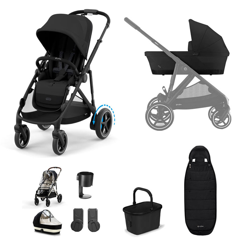 CYBEX eGazelle S Pushchair Essential Bundle - Moon Black