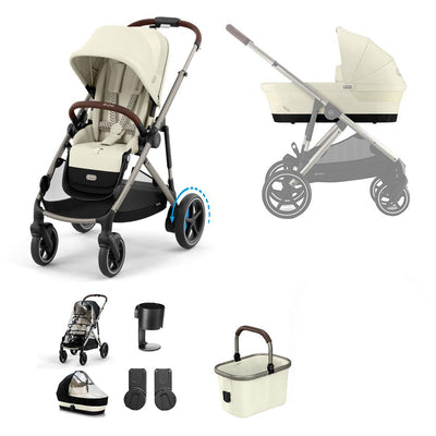 CYBEX eGazelle S Pushchair Essential Bundle - Seashell Beige