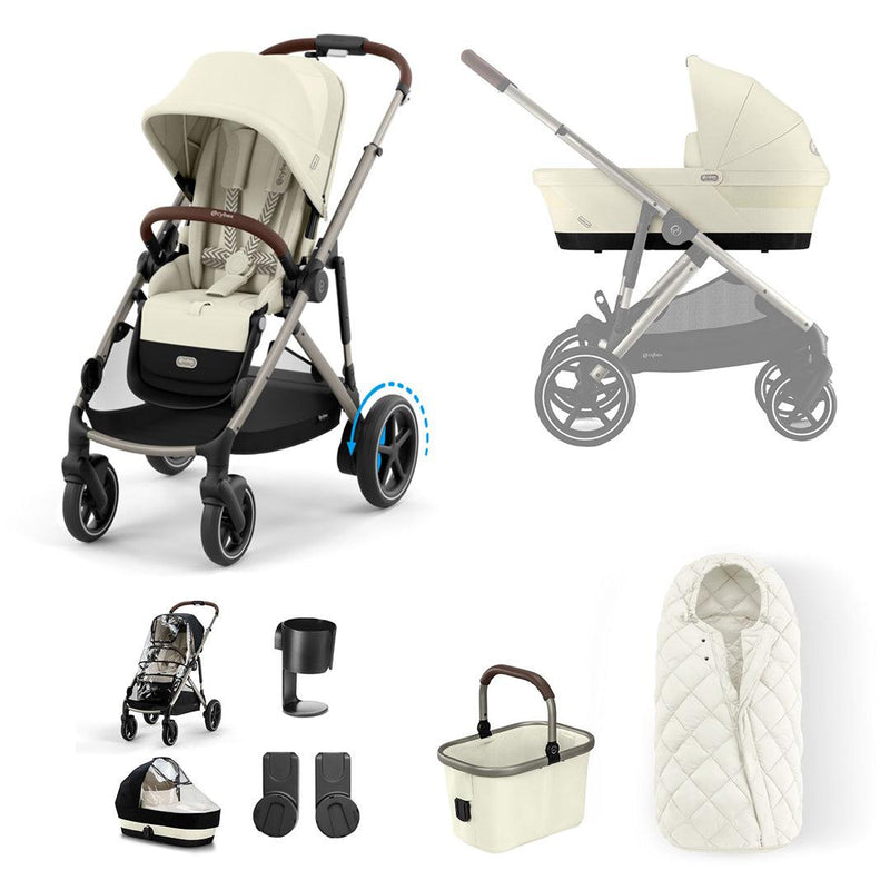 CYBEX eGazelle S Pushchair Essential Bundle - Seashell Beige