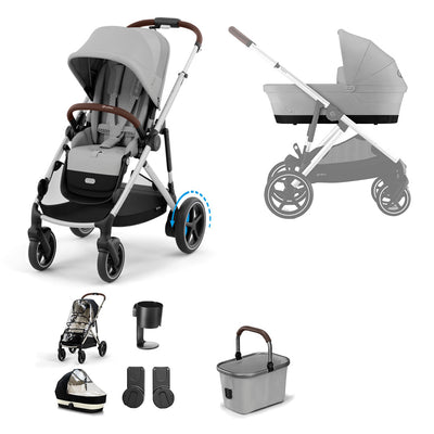 CYBEX eGazelle S Pushchair Essential Bundle - Stone Grey